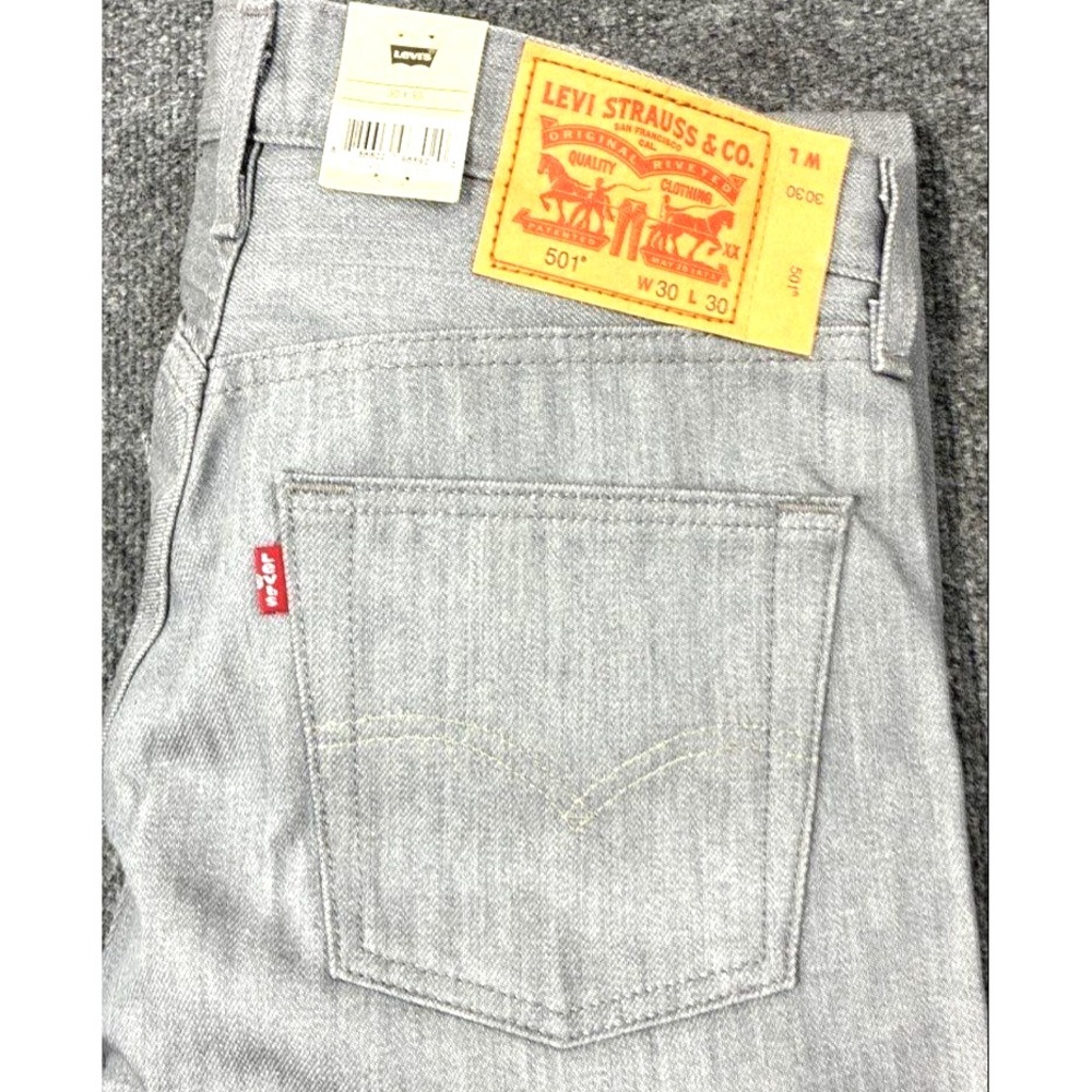Levi's 501 Original Shrink-To-Fit Men's Straight Leg Gray Denim Jeans SZ 30/30 - Picture 3 of 5